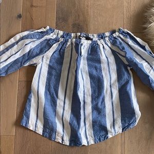 Striped Linen Off the Should top